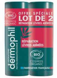 Dermophil Certifié Bio Lot de 2 Sticks Lèvres Réparation Lèvres Abîmées 4 g (Anc. Réparation Forte) - Lot 2 x 4 g