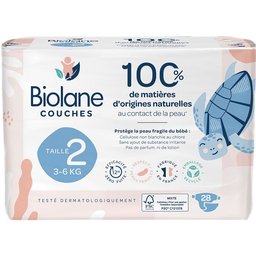- Couches Naturelles Taille 2 - Ultra-Absorbant Pas de Fuite - 28 unités