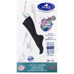 Qskin Femme 70den Bas Améthyste Pois Noir S/M 1 Paire