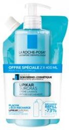 Lipikar Surgras Crème Lavante Anti-Dessèchement 400 ml + Éco-Recharge 400 ml - Lot 2 produits
