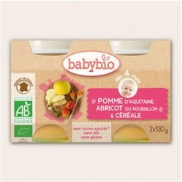 Petits Pots Pomme Abricot Céréales Bio dès 4 mois 2x130g
