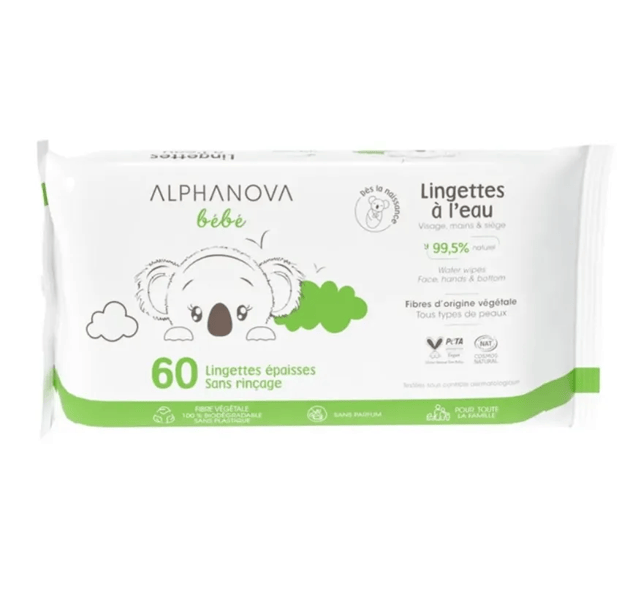 Lingettes à l'eau Sans parfum Bébé 60 unités