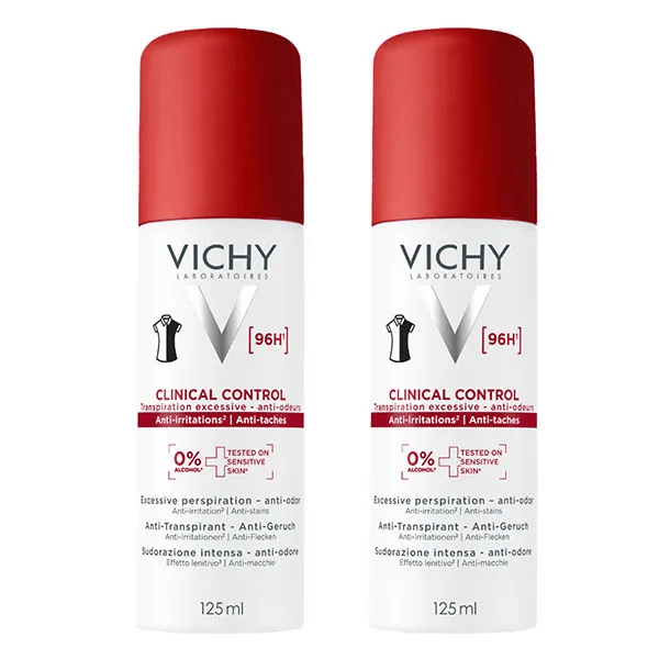 Clinical Control Lot Duo Détranspirant Aérosol 96H Femme : 2 x spray 150ml