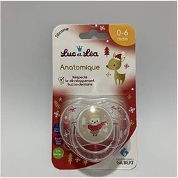 Luc et Lea Sucette Symétrique Noel avec Anneau Hibou 0-6M 1 Unité