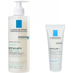 LA Roche Posay Effaclar H Iso-Biome Soin Réparateur Apaisant Anti-Marques + Crème Lavante Hydratante Apaisante