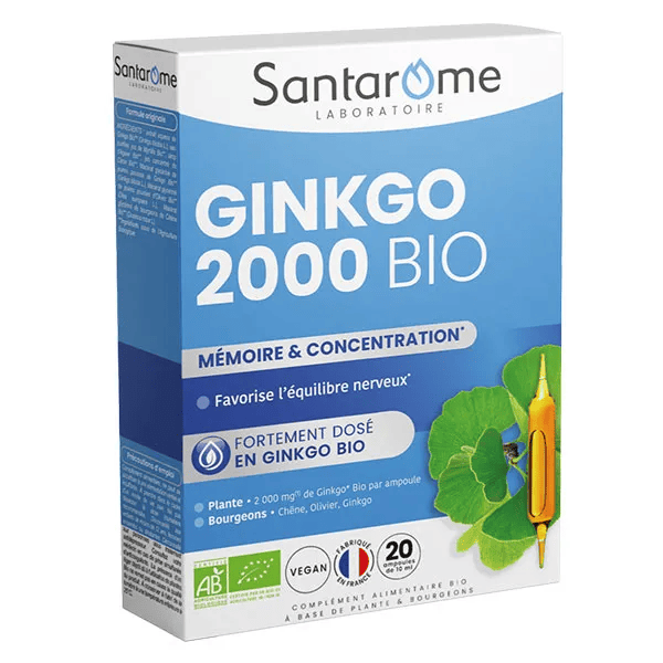 - Gingko Bio 2000 - Renforce la mémoire - 20 ampoules