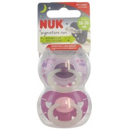Sucette de nuit en silicone Signature 18-36 mois 2 pièces