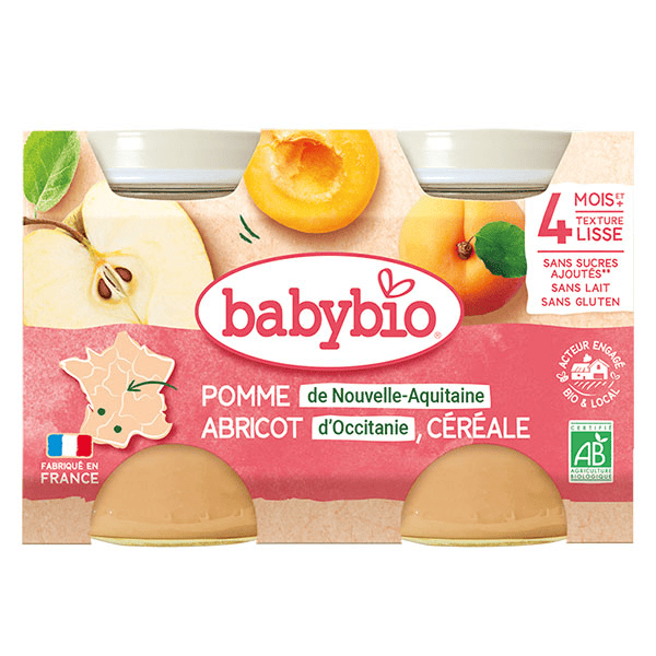 Fruits Pot Pomme Abricot Céréale +4m Bio 2 x 130g