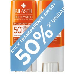 Sun System Stick Solaire Transparent Zones Sensibles SPF50+ 2x8,5g