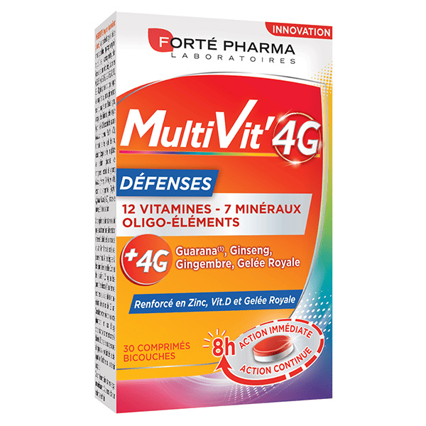 Multivit' 4G Défenses Immunité Vitamine D Ginseng 30 comprimés
