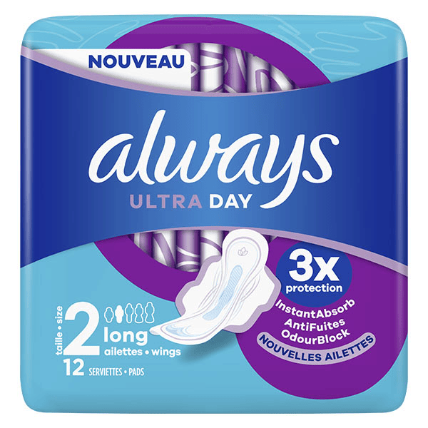 Serviettes Ultra Long Plus avec Ailettes 12 unités