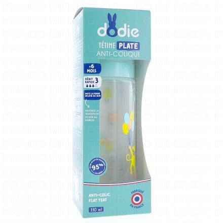 Biberon anti-colique tétine plate vert 330ml