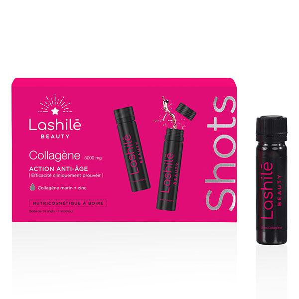 Shots Collagène 5000 mg Action Anti-âge Collagène marin type 1 et 3, Zinc 14 shots