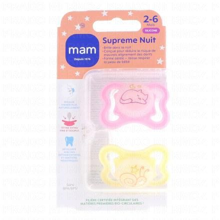 Supreme Sucettes anatomiques silicone nuit 2-6 mois X2
