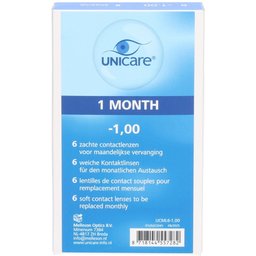 Unicare Lentilles mensuelles -1,00