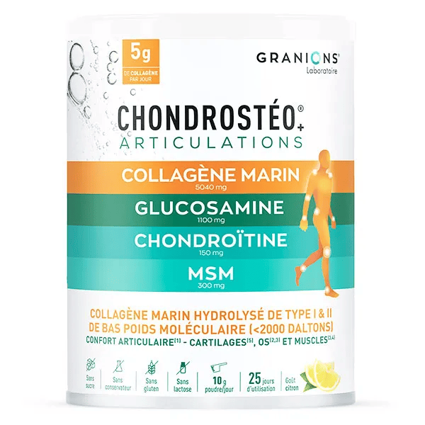 Granions Chondrosteo + Articulations Collagène Marin Poudre Gout Citron 250g