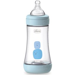 Biberão Perfect5 Fluxo Médio +2m Azul 240ml 1 Unidade