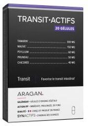 Synactifs Transitactifs® - Transit Intestinal - Tamarin Mauve Psyllium Pruneau Chicorée - 20 Gélules - Boîte 20 gélules