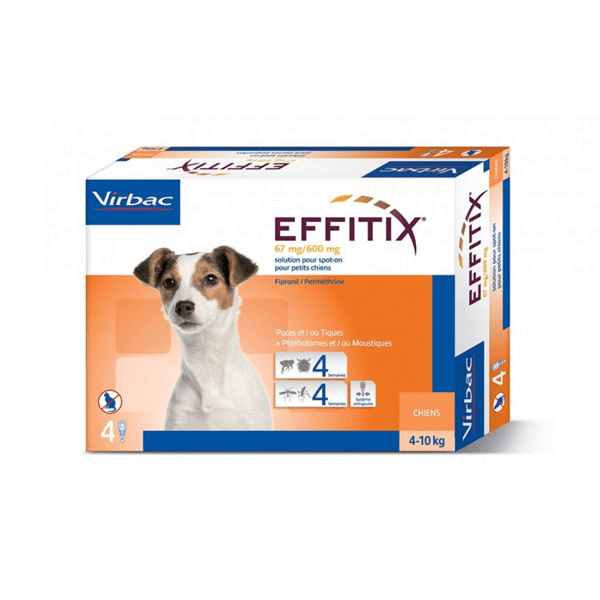 Effitix Petit Chien Insecticide Chien de 4 à 10kg spot on pipette boite de 4