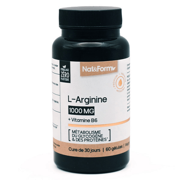 L-Arginine + Vitamine B6 métabolisme des protéines et du glycogene 60 gélules