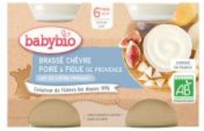 Brassé Chèvre Figue Poire 6 Mois et + Bio 2 Pots de 130 g - Carton 2 pots de 130 g
