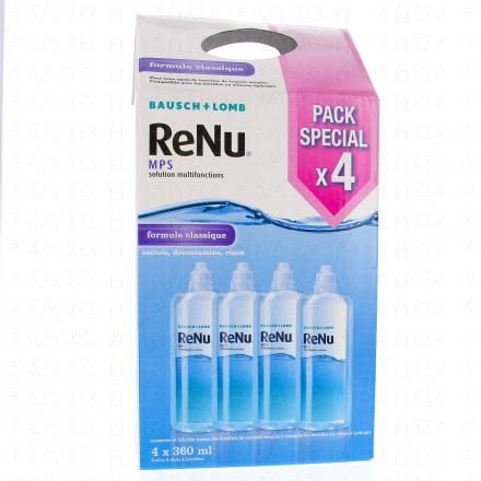 RENU - mps solution multifonctions lentilles souples BAUSCH & LOMB 4 x 360ml + 4 étuis de lentilles