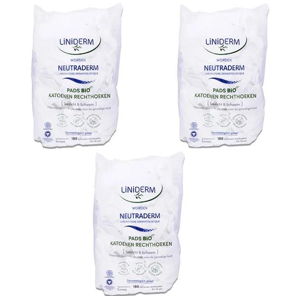 Premiers Secours Pads Bio Rectangle de Coton 8 x 10 cm Lot de 3 x 180 unités