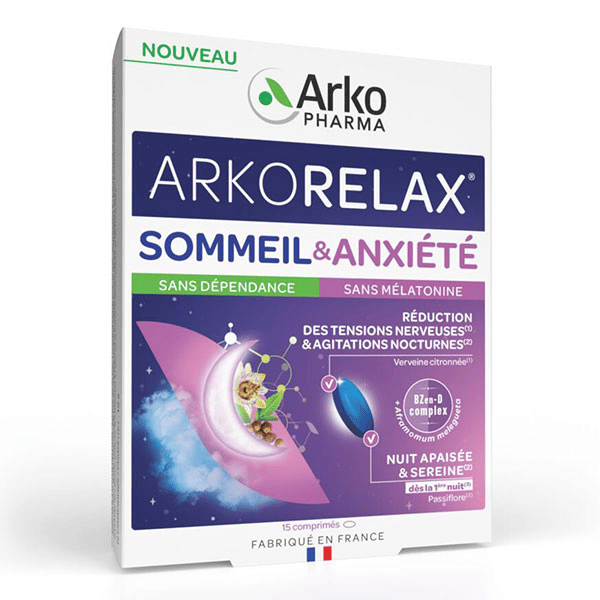 Arkorelax Sommeil & Anxiété Passiflore Verveine Citronnée Vitamine B3 15 comprimés