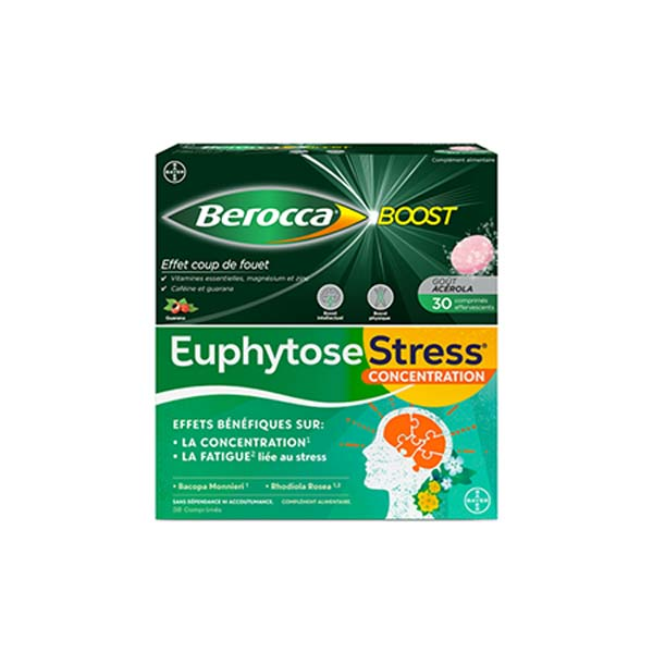 Stress Concentration 30 comprimés + Berocca Boost vitamines 30 comprimés effervescents