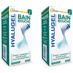 Hyalugel - Bain de bouche - Lésions diffuses et/ou nombreuses - Aphtes - Petites plaies - Etats inflammatoires (saignement) - Acide Hyaluronique - Goût menthe-citron - Flacon - 150 mL
