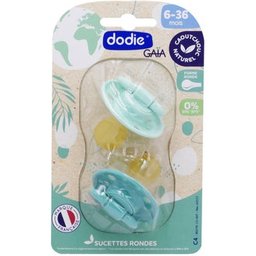 Gaia Pack Sucettes Rondes Caoutchouc 6-36m Bleu 2 Unités