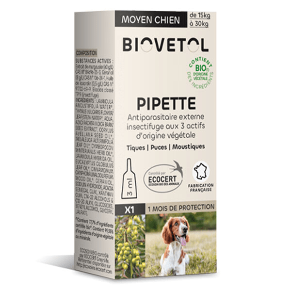 - Antiparasitaire - Pipette Moyen Chien à l’unité Bio - 3ml