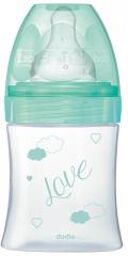 Biberon Anti-Colique Initiation+ Verre - 150 ml - Vert Oiseaux - 0-6 Mois - Tétine Ronde 3 Vitesses Débit 1 - Boîte 1 biberon de 150 ml