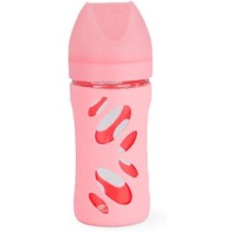 Biberon en verre rose anti-colique 260ml