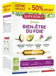 Quatuor Chardon Marie Digestion Bio 20 Ampoules de 10 ml + 10 Offertes - Boîte 30 ampoules de 10 ml
