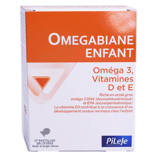 Omegabiane Enfant Oméga 3 Vit D et E 27 pastilles gélifiées