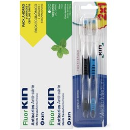 Dentifrice Fluor Menthe Fraîche 2x125ml + 2 Brosses à Dents