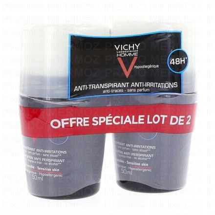 Homme déodorant peau sensible lot de 2 roll on 50ml
