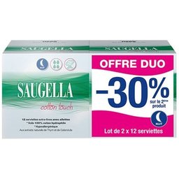 Coton Touch Serviettes Hygiéniques Nuit 2x12 Unités