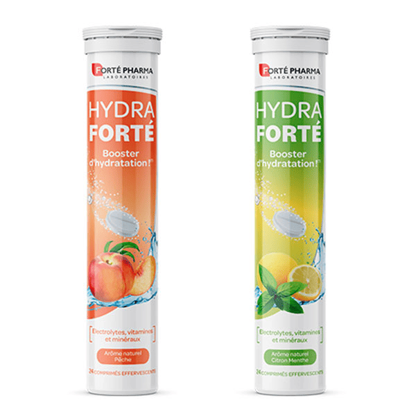 Hydra Forté Lot de 2x24 comprimés Pêche et Citron Menthe