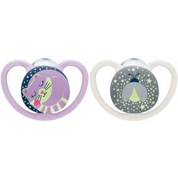 Silicone Sucettes Space Nuit 18-36M Fille 2uts