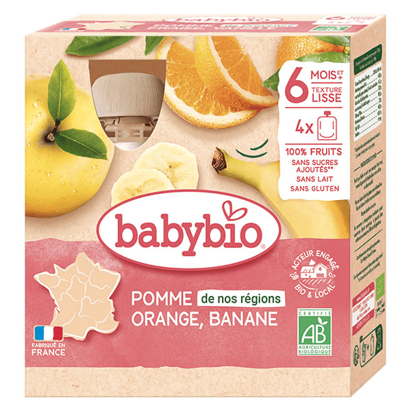 Gourdes Pomme Orange Banane +6m Bio 4 x 90g