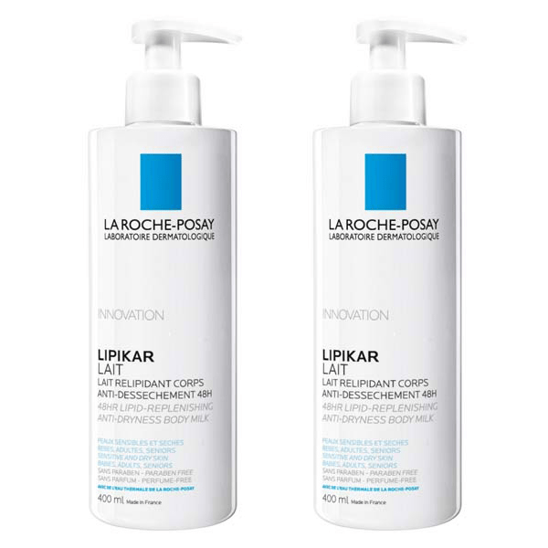 Lot Lipikar Lait Relipidant Corps Anti-Dessèchement 48h 2x400ml