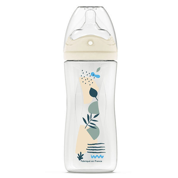 Biberon anti-colique Teat et Ring 6+ mois Tétine biomimétisme Débit 3 Coloris Bleu 330ml