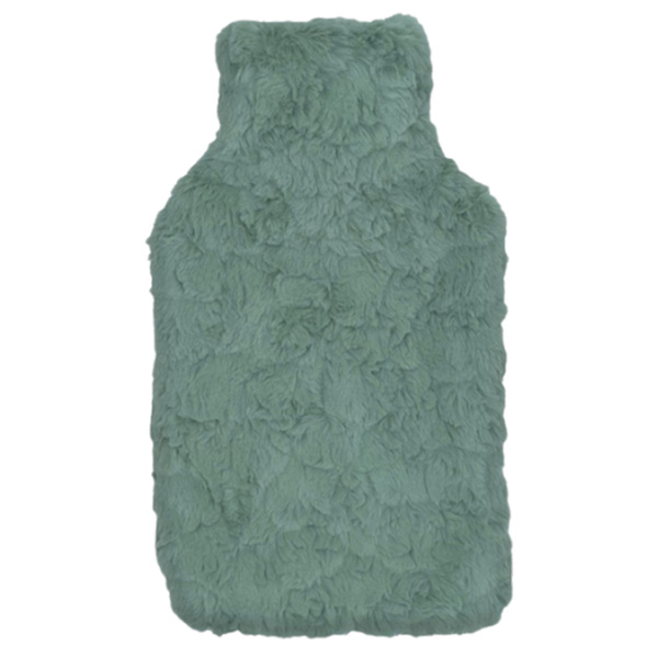 Bouillotte Caoutchouc Douce Fourrure Vert de Gris