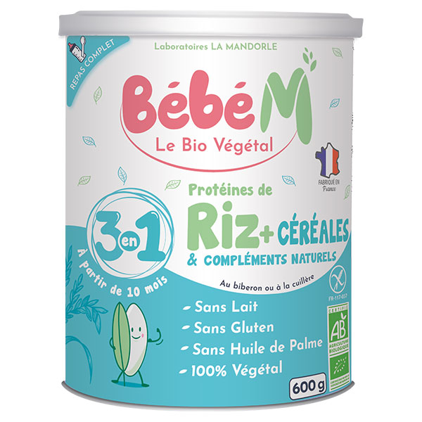 Riz 3 en 1 Préparation de Céréales à Complément Protéinique +10m Bio 600g