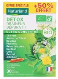 Détox Draineur Dépuratif Ultra Concentré Bio 20 Ampoules + 10 Offertes - Boîte 30 ampoules de 10 ml