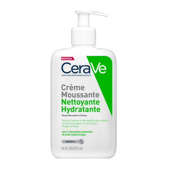 Crème Moussante Nettoyante Hydratante Visage pour Peaux Normales à Sèches 473ml