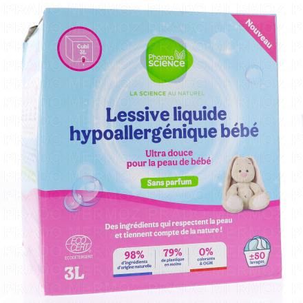 Lessive liquide hypoallergénique bébé cubi de 3l