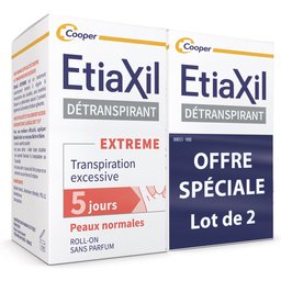 - Déodorant Détranspirant - Traitement Transpiration Excessive - Aisselles - Extreme - Peaux Normales - 15 ml Lot de 2